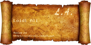 Loidl Ali névjegykártya